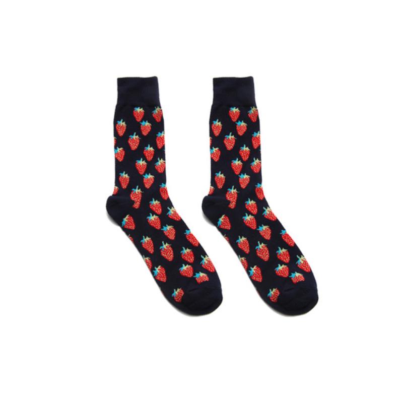 Men Socks Cartoon Lemon Cherry Pineapple Avocado Fruits Colorful Harajuku Male Hip Hop Cotton Socks