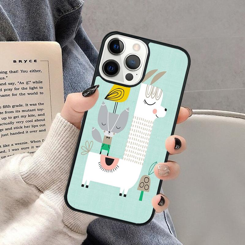 Милый Кавайный Чехол для Телефона с Ламой и Альпакой для iPhone 17 Air 16 16e 15 Plus для Apple 13 11 12 14 Pro Max Cover coque Shell