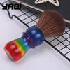 YAQI 26mm Rainbow Brown Synthetic Hair Men's Shaving Brush with Travel Case