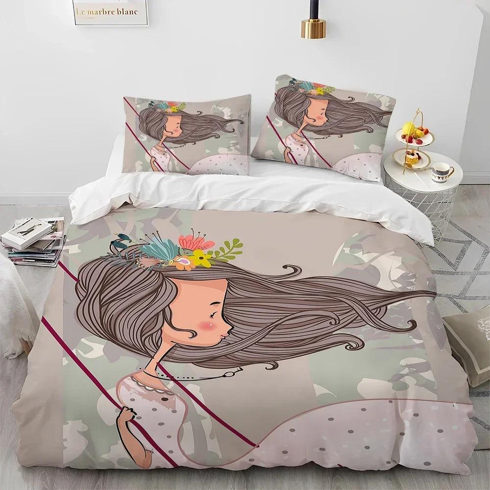 Cartoon Cute Ballet Girl Ballerina Comfortable Duvet Quilt Cover Pillowcase Bedding Set Children Bedroom Decoration Home Textile