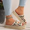 Универсальные шлепанцы большого размера с леопардовым принтом, лето 2025, новинка, модные шлепанцы с круглым носком на толстой подошве для улицы