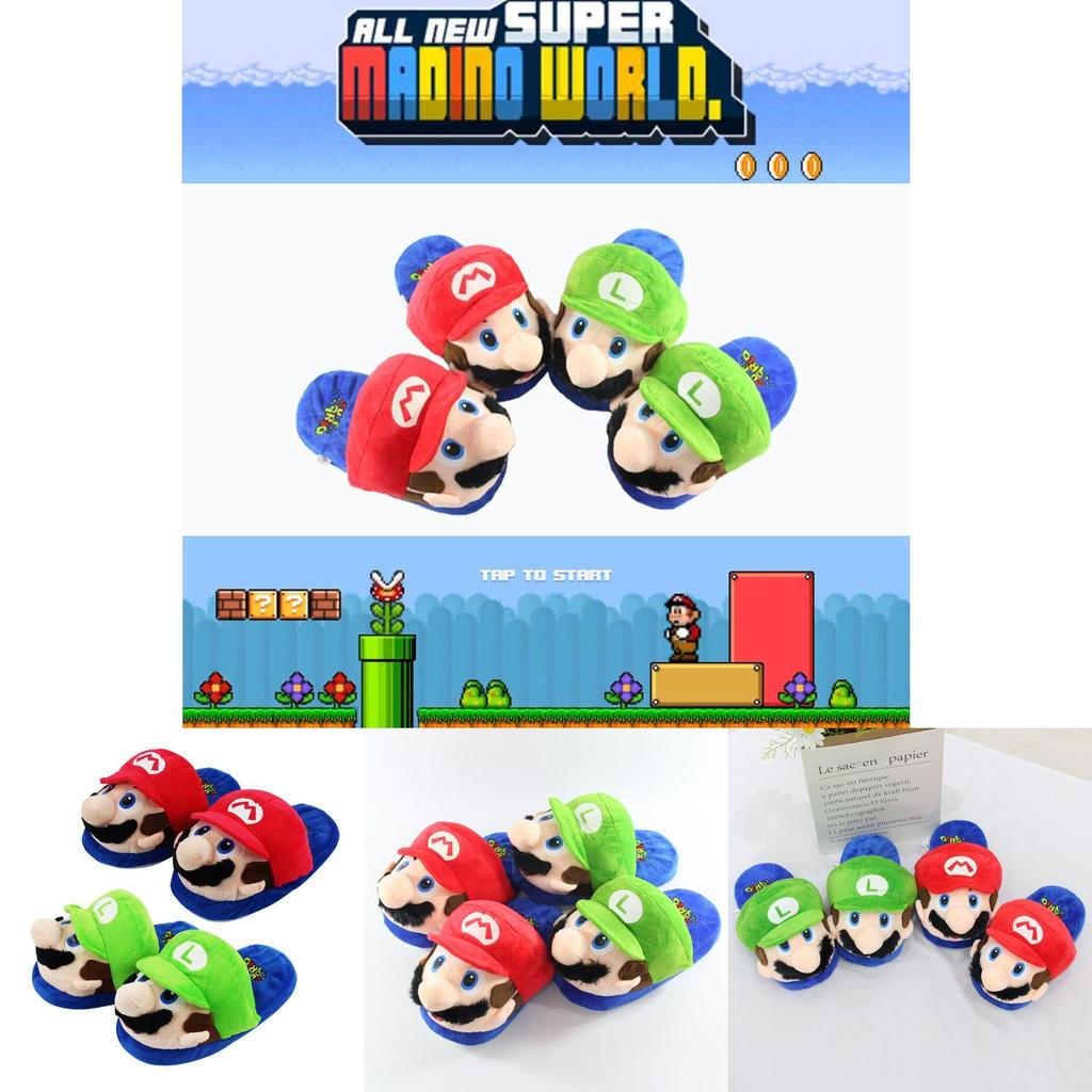 Super Mario Winter Warm Plush Men's Loafer Shoes Non-slip Comfy