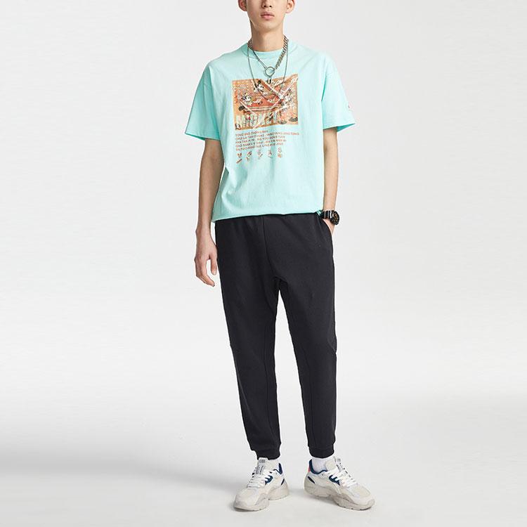 Li Ning X Disney Вязаные спортивные штаны мужские черные с умеренной манжетой AKLR189-1
