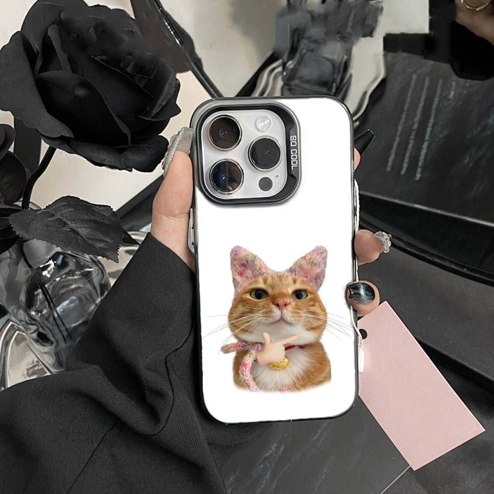 Чехол для телефона Goofy Cool Cats с большими глазами для iPhone 17,16,15,14,13,12, Pro MAX, Черный Матовый, Ударопрочный