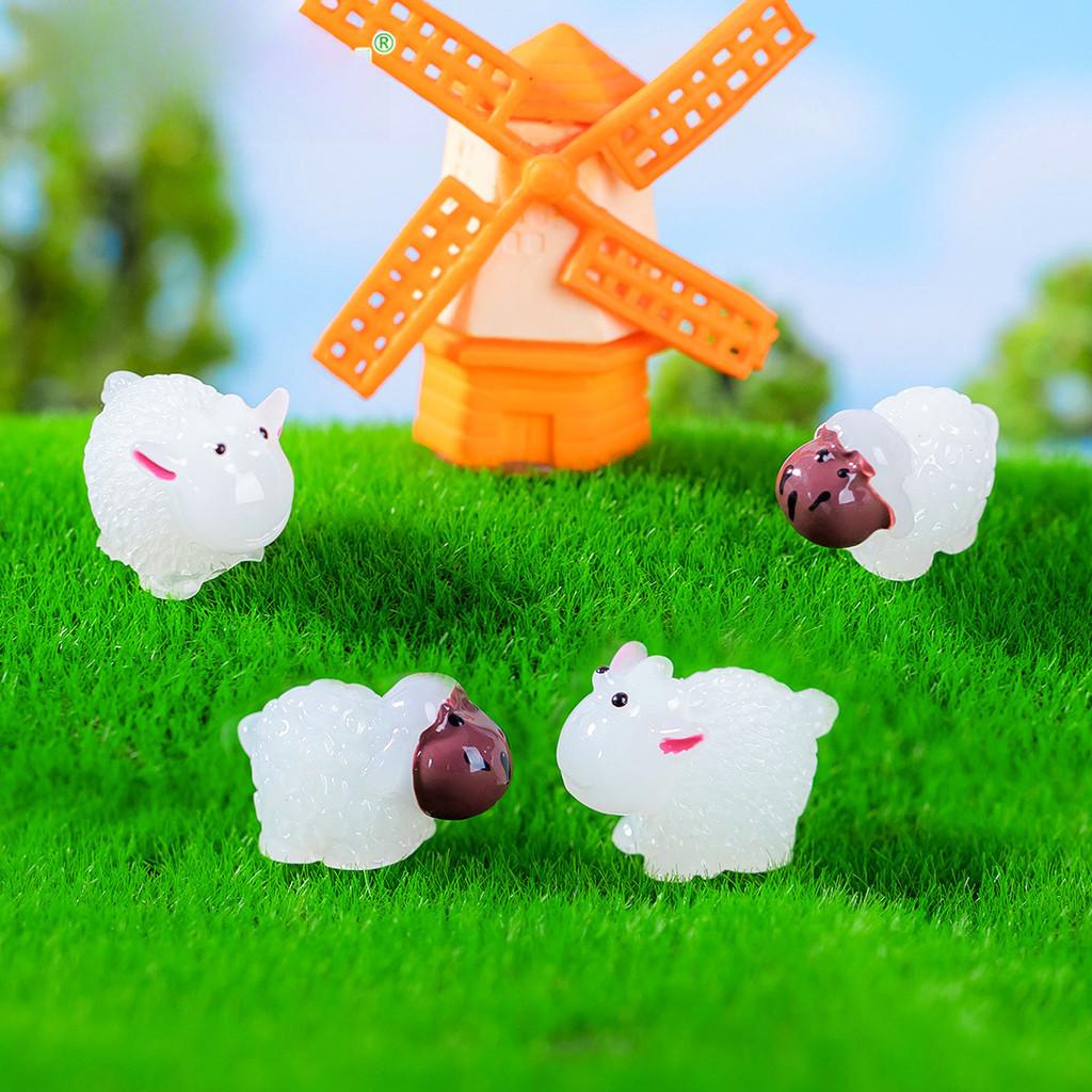 Cute Luminous Sheep Resin Figures For Miniature Garden And Fairy Landscapes