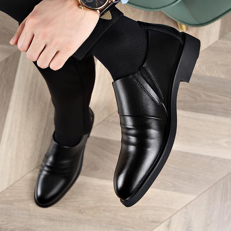 Fashion Casual Leather Men Formal Business Shoes Elegantes Dress Loafers Simple Slip On Flats Leisure Walk Driving Shoe Man Oxford Shoes