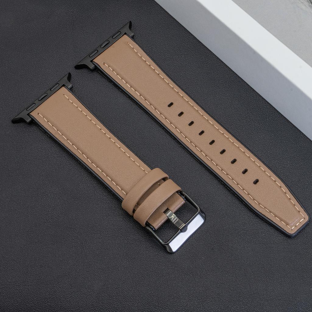 Кожаный ремешок для Apple Watch Band Ultra 2 49мм 46мм 44мм 45мм 42мм 41мм 40мм Браслет для Iwatch Серии 10 9 8 7 6 5 4 Correas