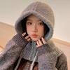 New Hat Women's Autumn and Winter Knitted Hooded Scarf Integrated Thermal Ear Hat