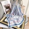Summer New Printed Silk Scarf Versatile Small Square Scarf Women's Flower Pattern Tied Bag Headband Decorative Sunscreen Scarf