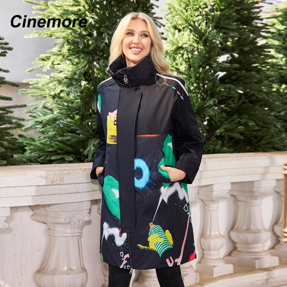 Cinemore Осенний плащ для женщин, длинная ветровка, куртка с двубортным лацканом и поясом, классическая повседневная женская TMD-327PV