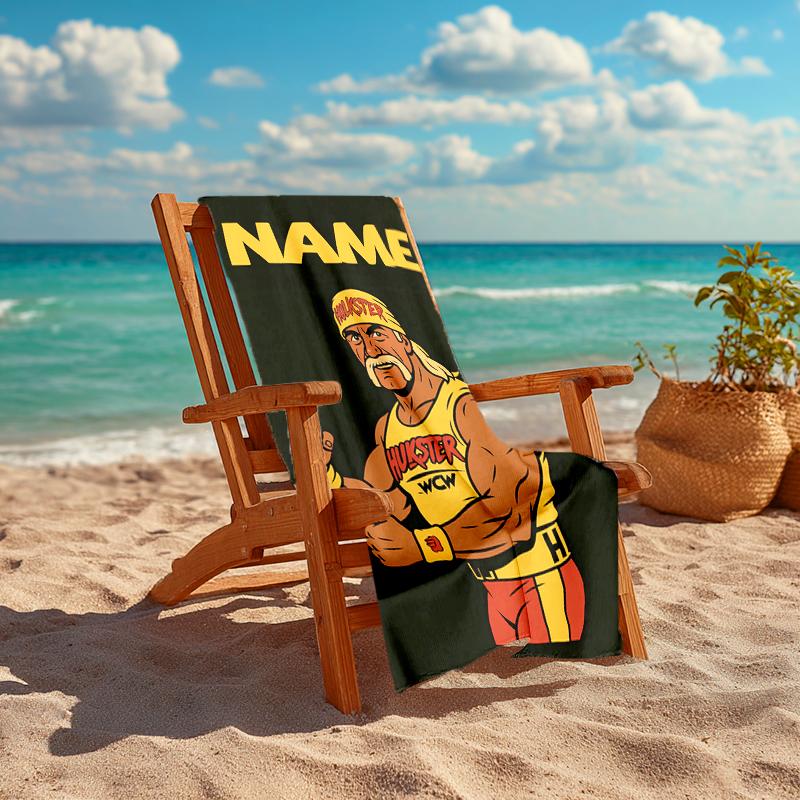 Personalized customized proof beach towel with Hulk Hogan pattern - soft, absorbent,quick-drying,perfect swimming,camping&bathing