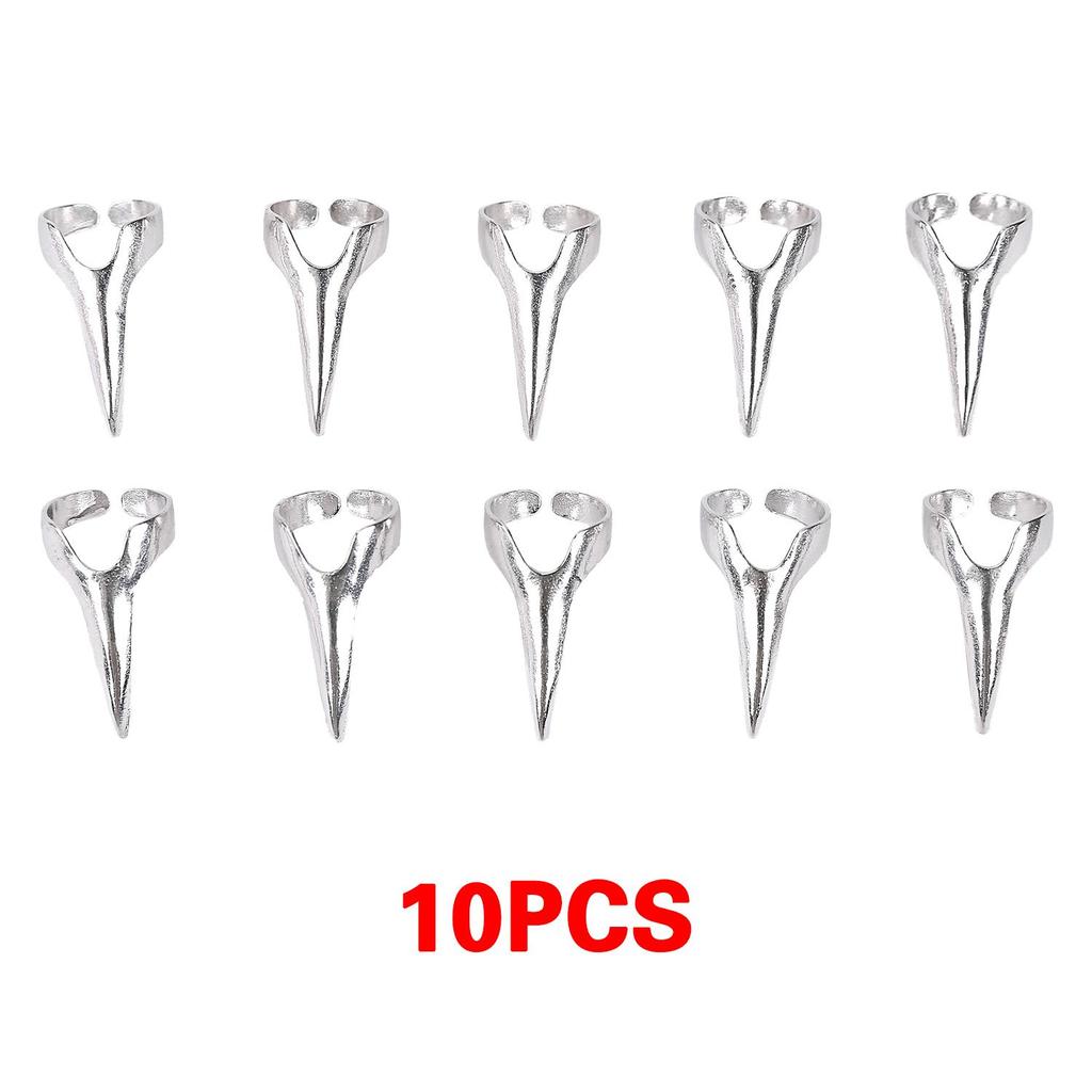 10 шт./компл., аксессуары для кос, инструменты для выбора волос в стиле ретро-панк, аксессуары для волос, готические кольца для ногтей с шипами для плетения волос