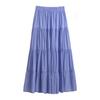 Women Summer Skirt Elastic High Waist Stitching Large Hem Skirt Solid Color Loose Fit Casual Skirt Streetwear