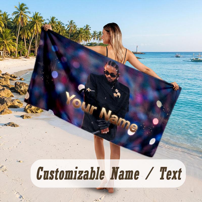 Custom Name Large Beach Towel,Kendrick Lamar Quick Absorbent Towel For Outdoor Travel Poolside