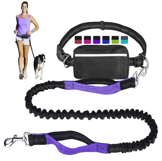 Outdoor running pet leash nylon reflective night run walk fanny pack leash dog leash set