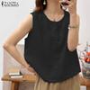 Women Summer O-neck Loose Sleeveless Cotton Tank Tops