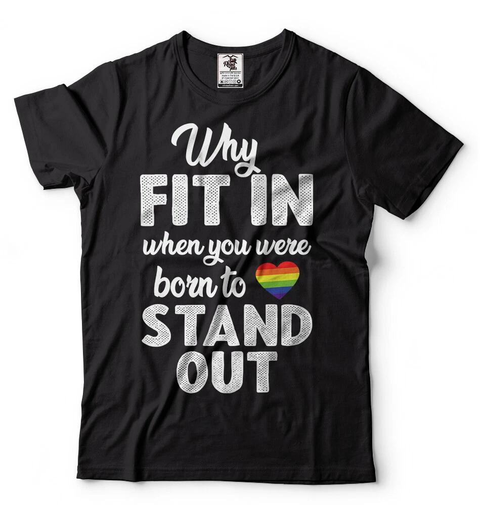 LGBT Pride T-shirt Rainbow Flag Heart Gay Lesbian Transgender Stand Out T-T-shirt