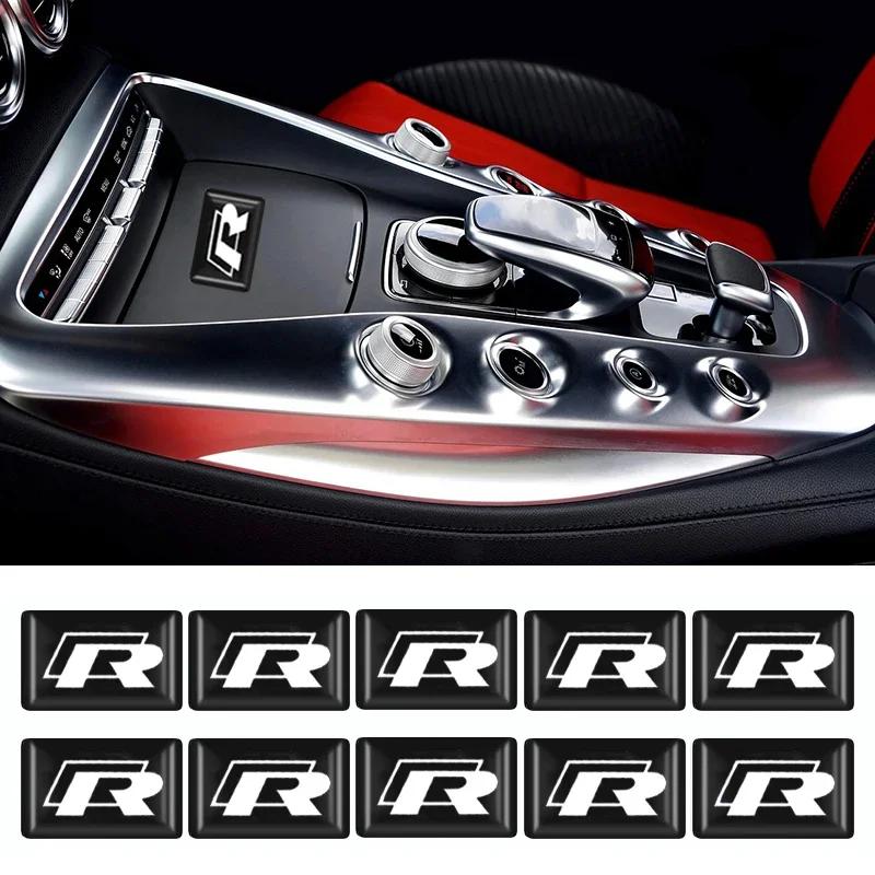 ear1 10PCS Epoxy for Volkswagen VW Rline GTI Passat Golf Bora Jetta Scirocco SR32 SR36 Car Interior Button Stickers Decorative Decals