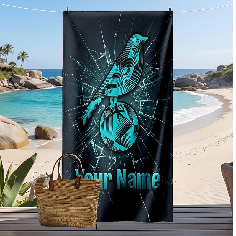 Norwich City Personalized Printed Beach Towel Soccer Logo Support Custom Name Text Absorbent Towel For Sport Travel Special Gift