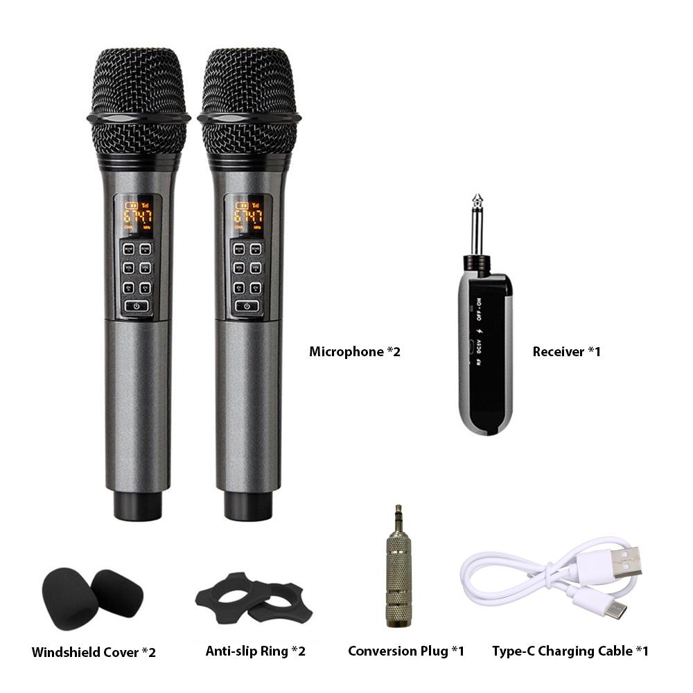 Wireless Microphone System with Handheld Mic UHF Professional Dynamic Microphones for Home Cinemas