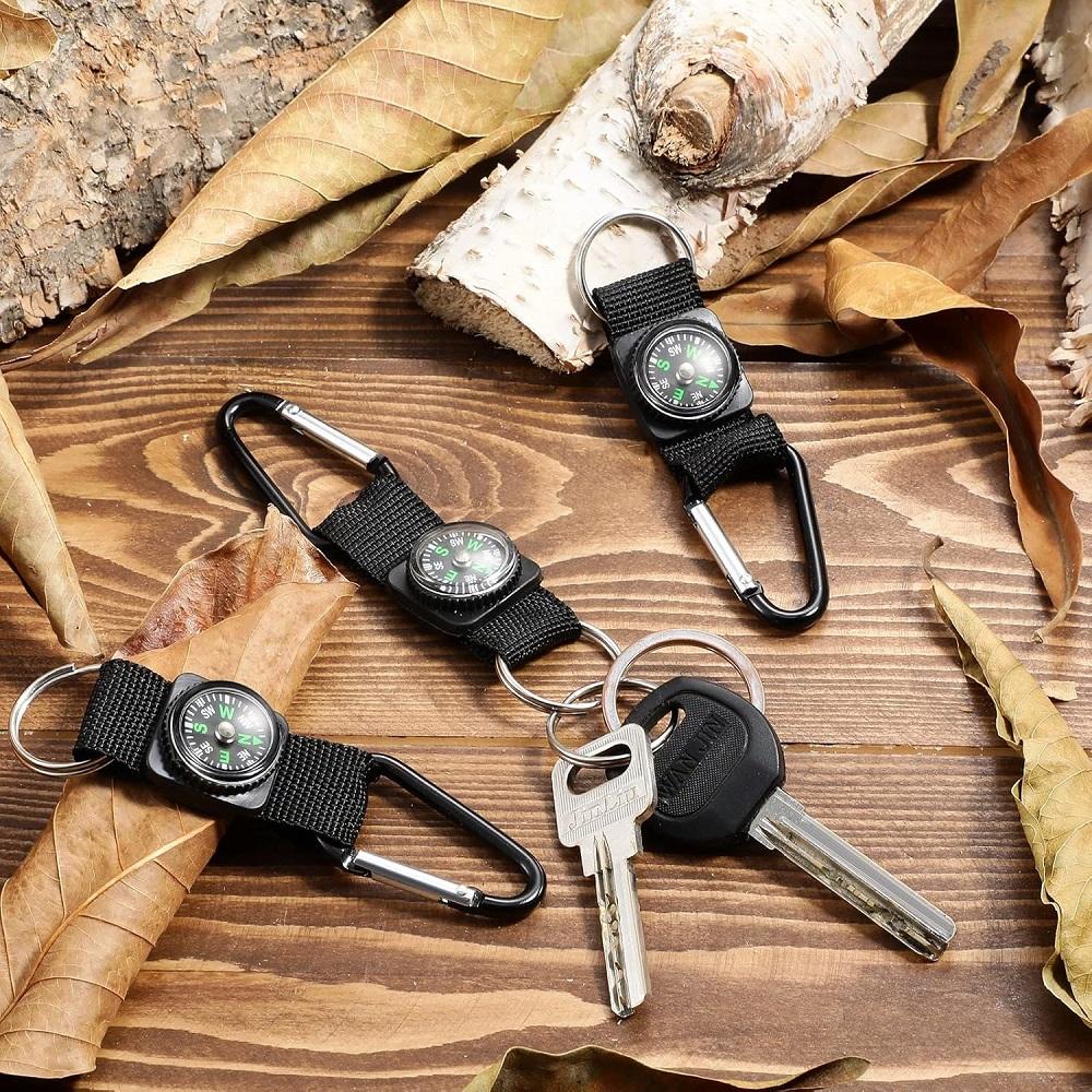 5pcs Carabiner Key Chain Compass Camping Outdoor Gadgets Hiking Survival Sports and Outdoor Recreation Accessories