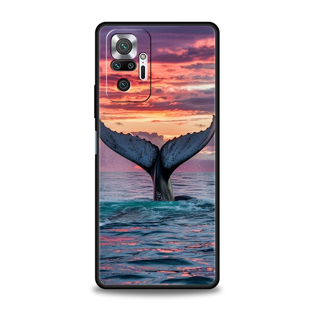 Чехол для телефона для Xiaomi Redmi Note 14 13 12 Pro Plus 5G 9S 9 10 11 4G 14C 13C 12C 10C 9C 9A Морской Кит Акула Плавает Мягкий Чехол