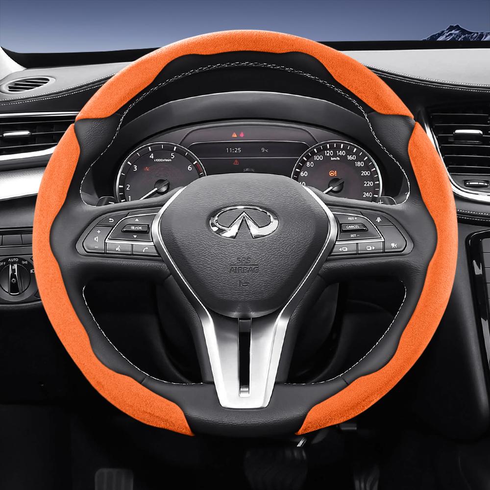 Bpzsw1 Подходит для рулевого колеса Infiniti Sports из замшевой кожи со съемной конструкцией на кнопках для моделей, таких как Q50 Qx50 Qx55
