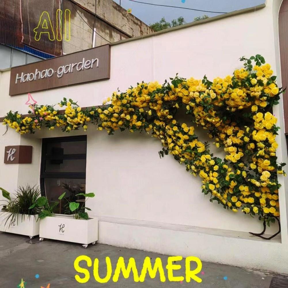 Plastic Silk Artificial Rose Vine 1.8m 22 Heads Wall Decor Rattan Home Decoration