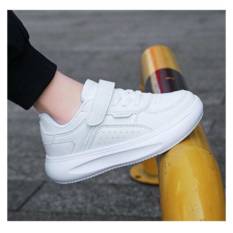 Kids White Leatherette Sneakers Boys Girls Breathable Casual Shoes