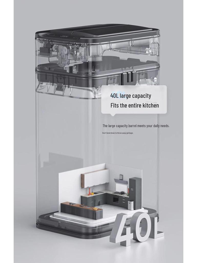 Jieanhui Smart Induction Trash Box с крышкой для ванной комнаты, кухни и гостиной - Автоматическая упаковка