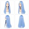 WTB Ледяно-голубой Длинный Прямой Синтетический Парик Женский Элегантный Интеллектуальный Пойнт Челка Весь Длинный Прямой Парик