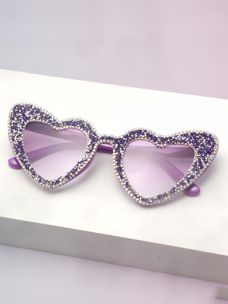 2026 Cute Diamond Encrusted Heart Style Women Sunglasses Trendy Female Sun Glasses Romantic Lady Light Luxury Gift KJ162