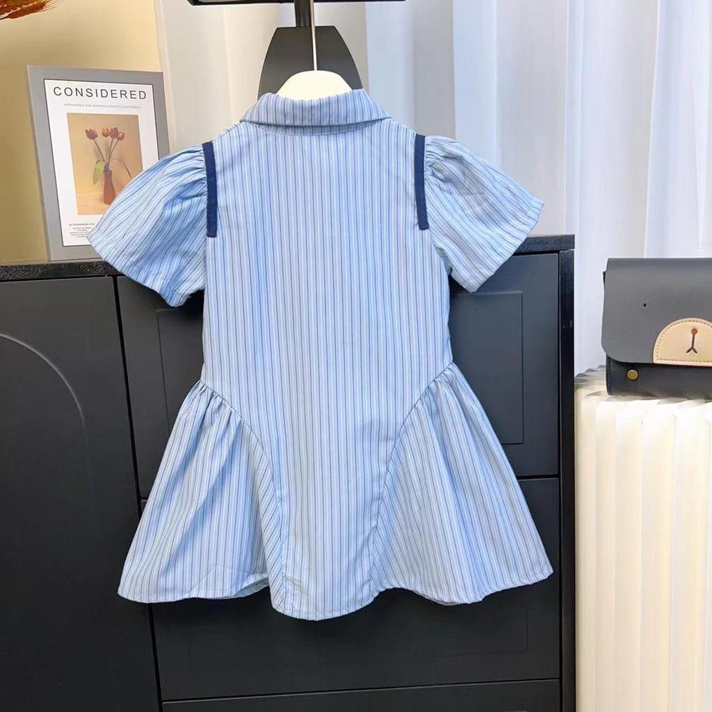 Летнее платье-поло в студенческом стиле для девочек 2024 года с короткими рукавами