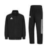 Striped Logo Stand Collar Long Sleeve Jacket And Mid Waist Elastic Pants Casual Sports Suit Unisex Suit Black TR90JT-BW+TR90PT-BW