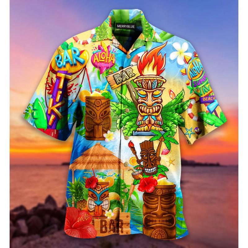 2026 Mens Loose Breathable 3D Print Hawaiian Short Sleeve Shirt Fashion Collared Casual Top