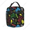 Video Game Controller Pixel Style Thermal Insulated Lunch Bag for Travel Portable Food Container Bags Thermal Cooler Lunch Box