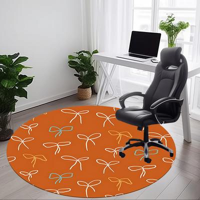 1pc Bow Pattern Office Round Rug, Non-slip, Soft and Durable Office Rug for Interior Decoration, Perfect for Office,Decoration Yy260204051