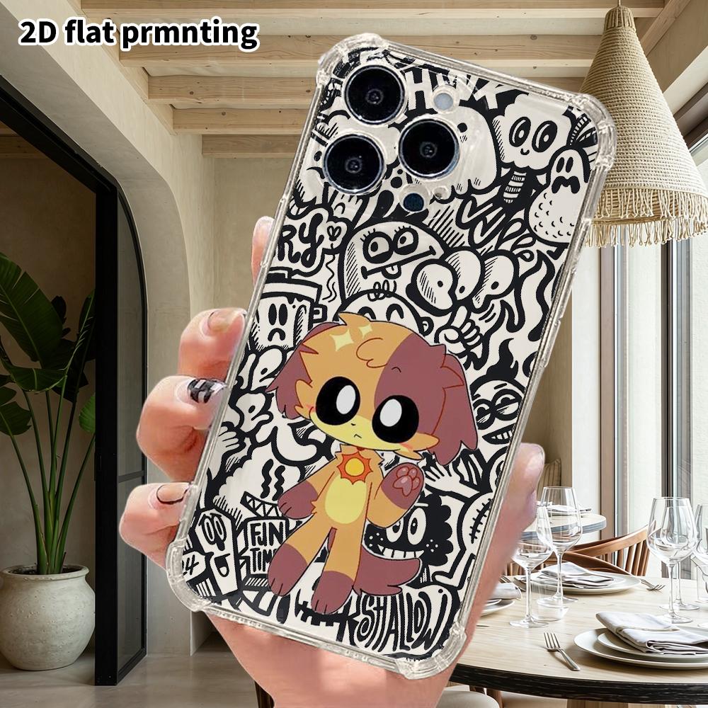Phone case: 2D flat suitable for iPhone 18 17 16 15 14 13 Pro, transparent four corner protective case, two color kittens, Christmas and Halloween gif