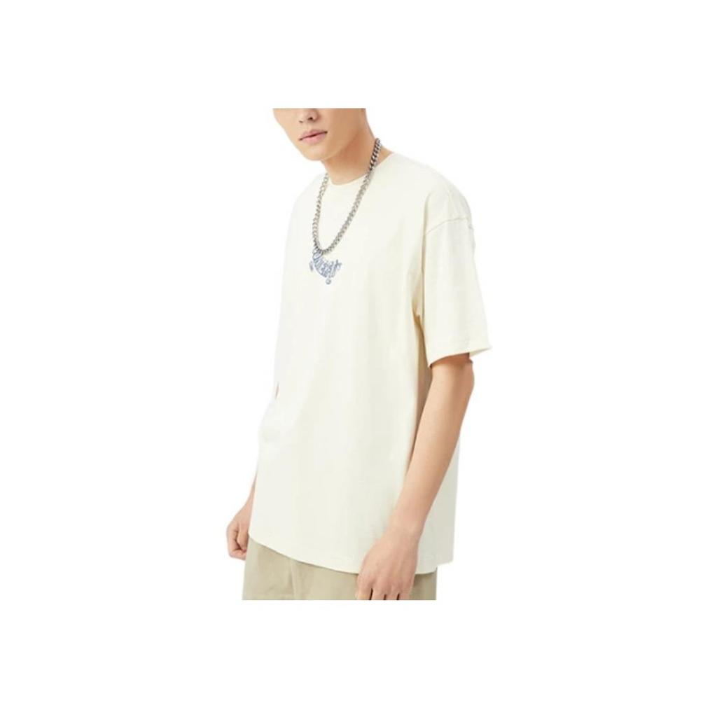 Футболка унисекс с коротким рукавом и принтом в виде букв из серии «Спортивный стиль жизни» Li Ning CF, свободная, повседневная, цвет унисекс, цвет костяной кости AHSSA55-2