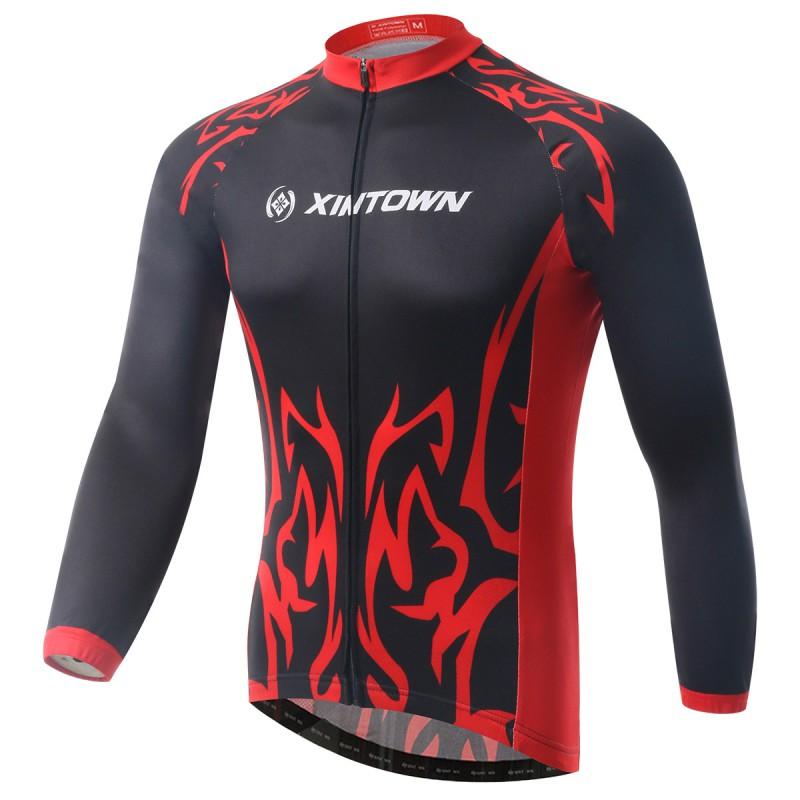 Mens Thermal Fleece Cycling Jersey Long Sleeve Winter Bike Riding Top