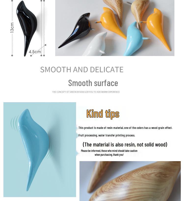 Modern Bird Decorative Wall Hooks for Coats & Hats - Indoor Simple Design