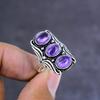 Natural Sage Amethyst Gemstone Handmade 925 Sterling Silver Ring Size 8 s8Z70
