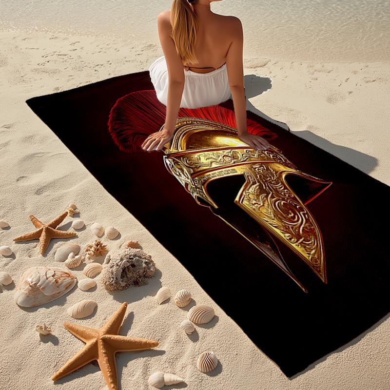 Gladiator Helmet Fashion Beach Towel: Ideal for Summer Adventures Soft, absorbent and quick drying suitable for swimming and bathing