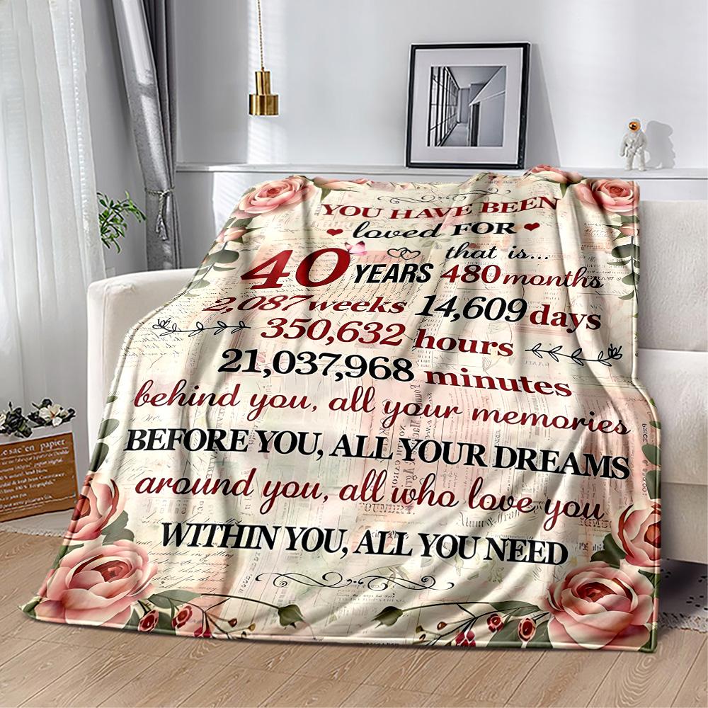 1pc Happy 40th Birthday Celebration blanket Soft and Warm for Sofa Office Camping Travel Livingroom Great Gift for Friends and Family Comfortable