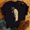 Women's Black T-shirt Feather Bird Graphic Print Funny Women T-shirt Short Sleeve Kawaii Tee Girls Tops Female Clothes