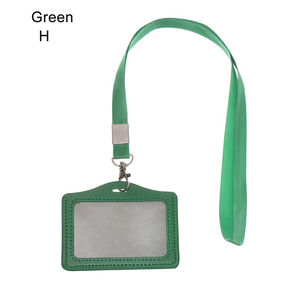 ID Leather Card Holders Lanyard Card Sleeve Women Men PU Bank Card Name Credit Card Holders Neck Strap Card Candy Colors