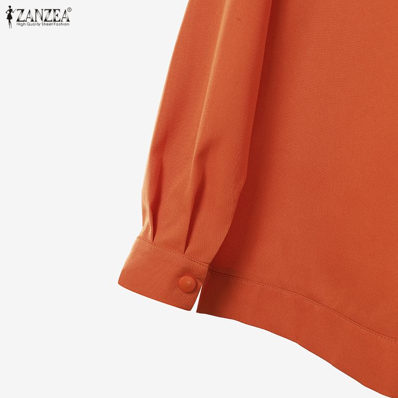 ZANZEA Женская повседневная блузка с отложным воротником и длинным рукавом