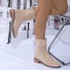 Lucyever Vintage Faux Suede Ботильоны плиссированные женские 2024 осень зима средний каблук короткие сапоги женские ковбойские ботинки с застежкой-молнией сзади 43