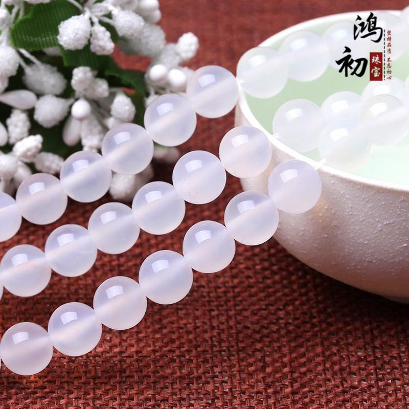Hongchu Crystal Натуральный белый агат россыпные бусины Ручная работа Нанизывание бусин Агат круглая бусина полуфабрикат