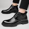 Модный Роскошный Бренд Мужские Ботильоны Натуральная Кожа Ретро Шнуровка Ботинки Для Платья Зимние Ботинки На Платформе Снежные Ботинки Классическая Деловая Обувь Для Ходьбы